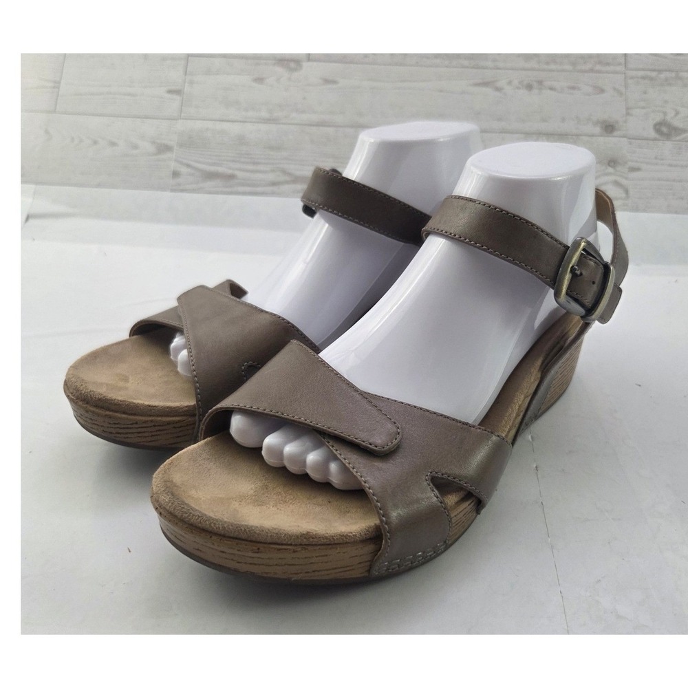 Dansko Slingback Sandals Womens 41 US 10.5 Taupe Leather Art Teacher Lagenlook